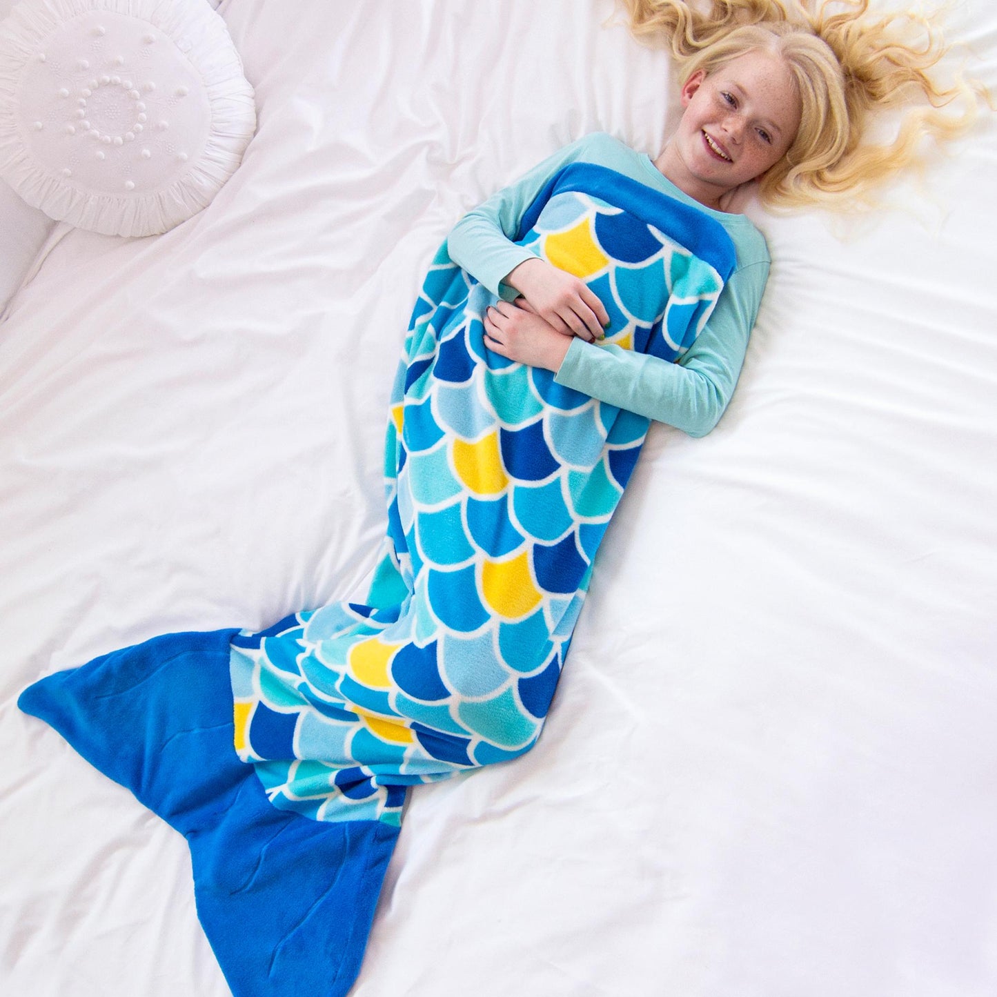 Cuddle Tails Mermaid Tail Blanket in Wave Blue