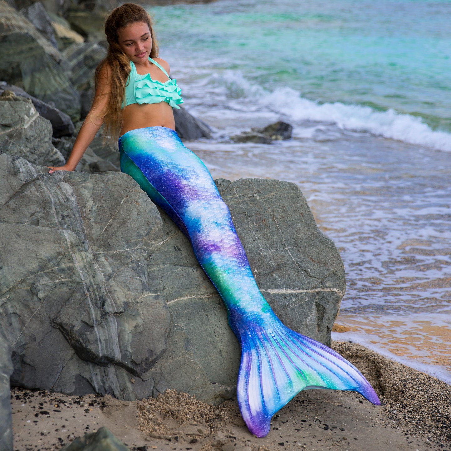 Watercolor Waves Mermaid Tail