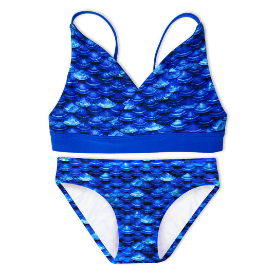 Girls Arctic Blue Reversible Bikini Top & Bottom Set