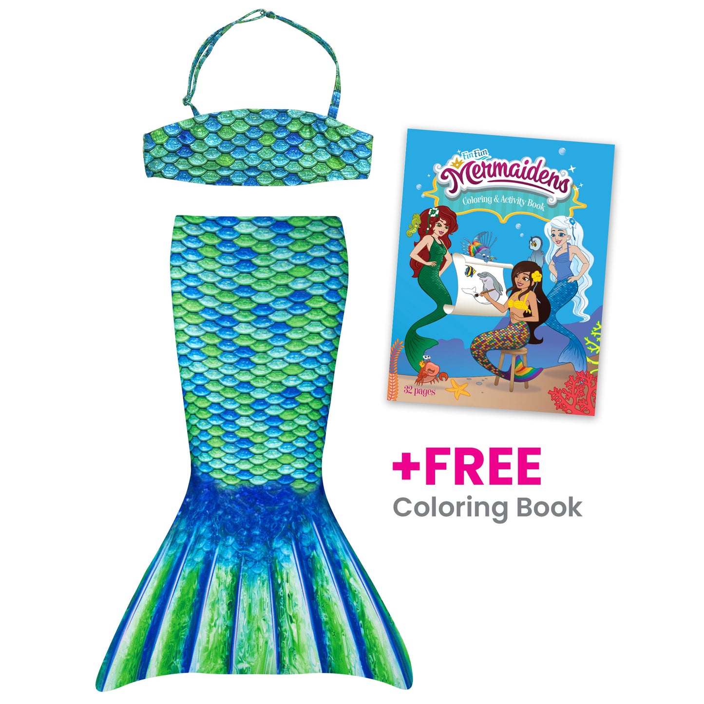 Aussie Green Toddler Tail and Bikini Top Set