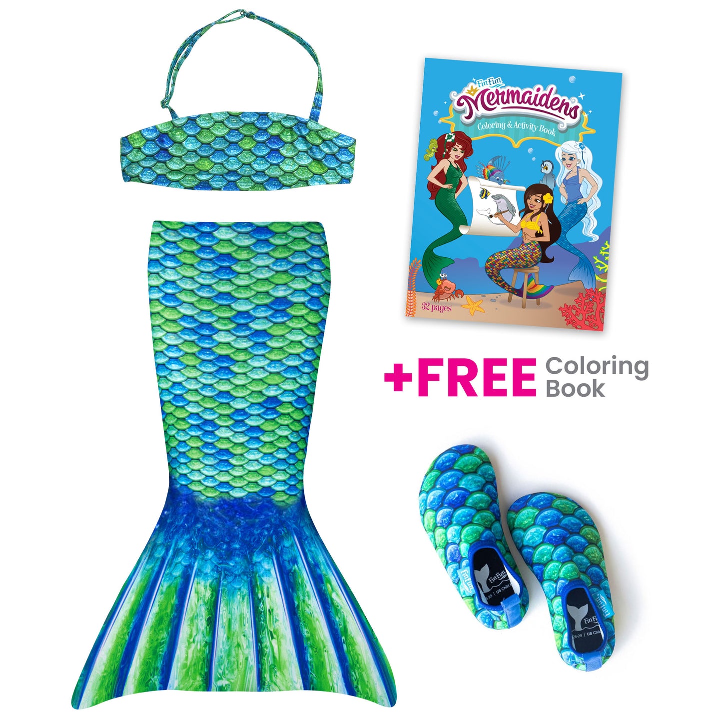 Aussie Green Toddler Tail and Bikini Top Set