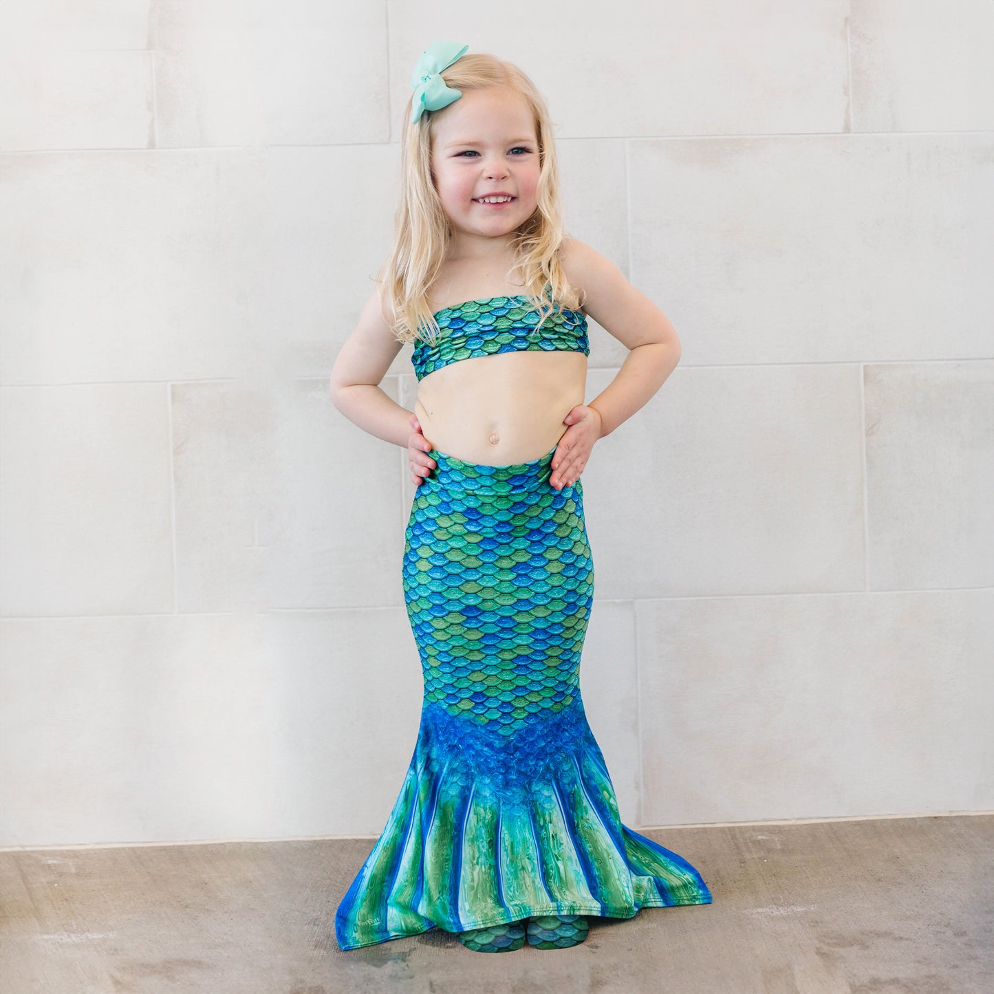 Aussie Green Toddler Tail and Bikini Top Set