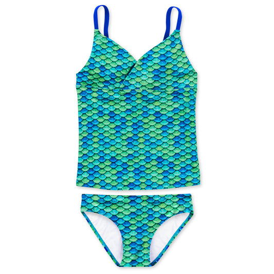 Girls Aussie Green Tankini Top & Bottom Set