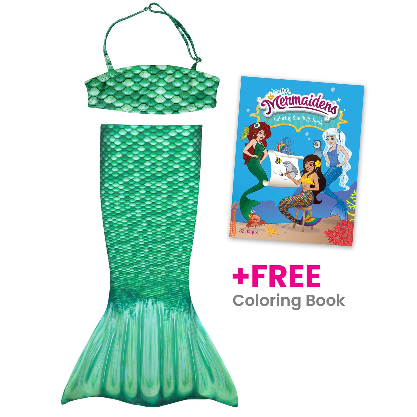 Celtic Green Toddler Tail and Bikini Top Set