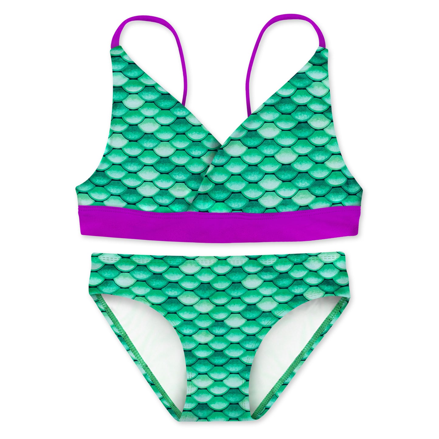 Girls Celtic Green Reversible Bikini Top & Bottom Set