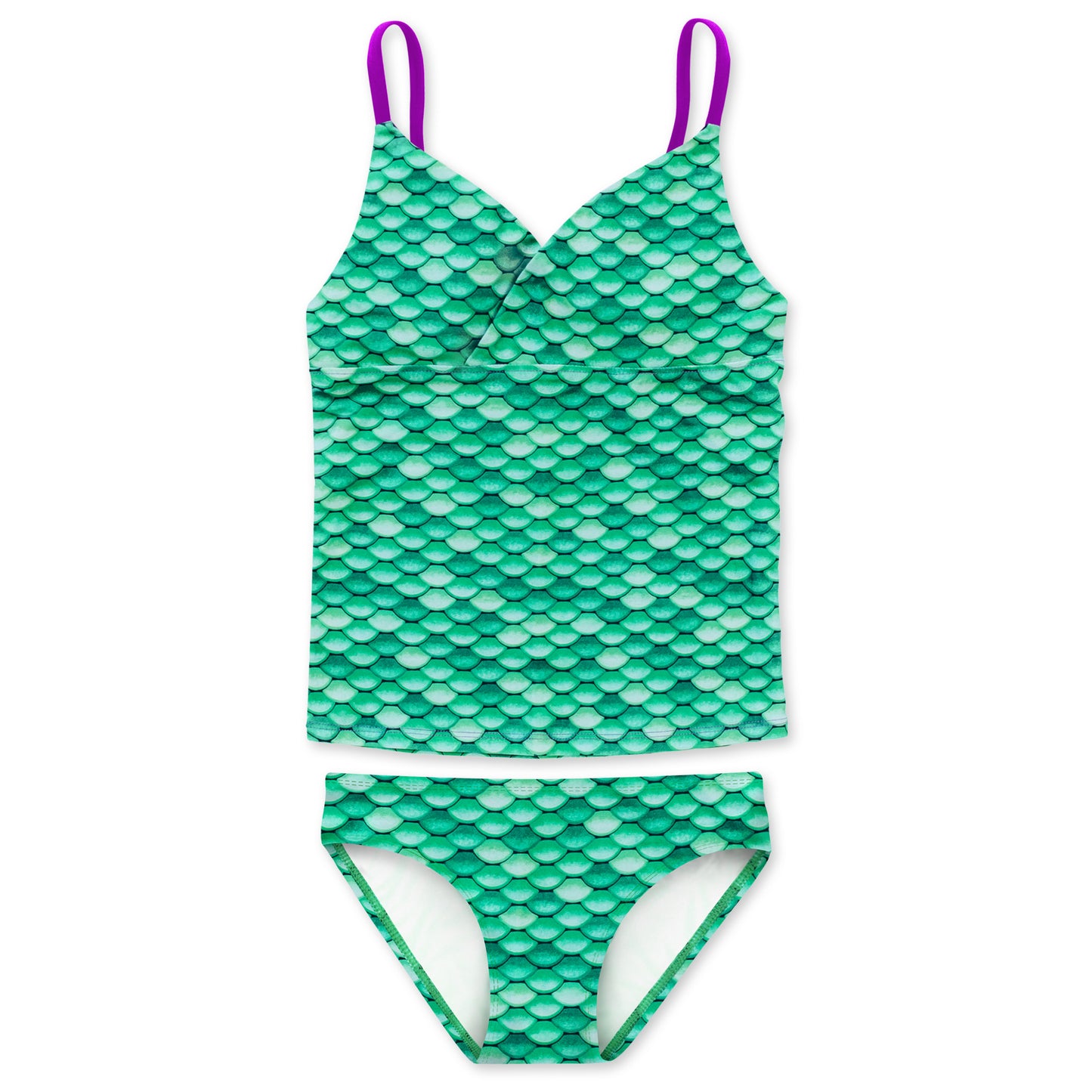 Girls Celtic Green Tankini Top & Bottom Set