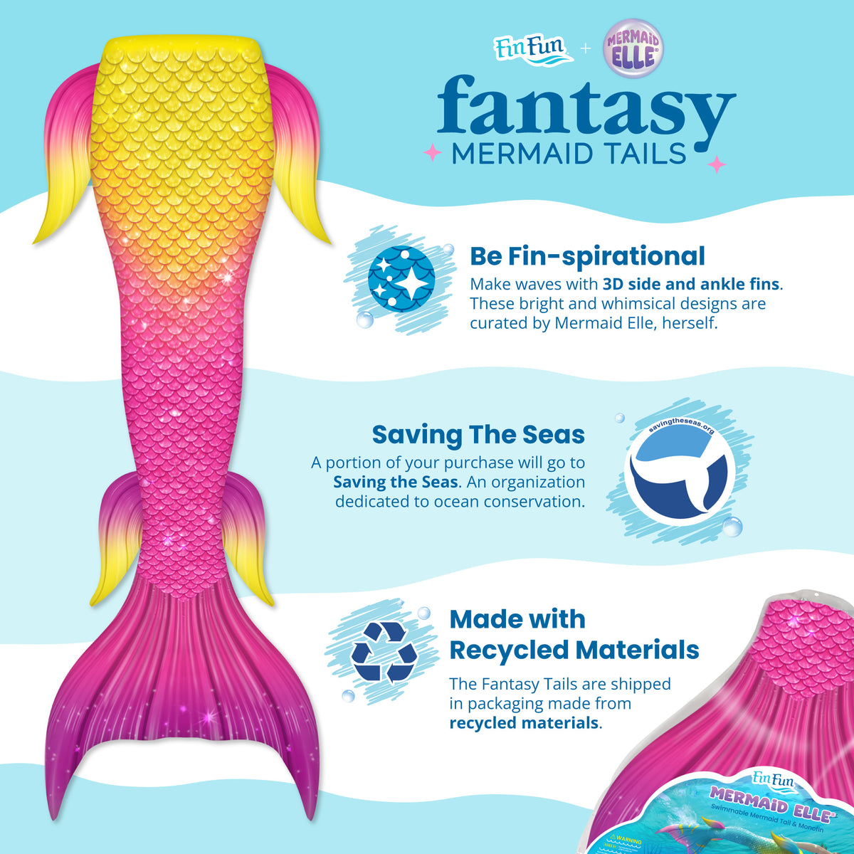 Sunset Beach Fantasy Starter Mermaid Tail with Monofin