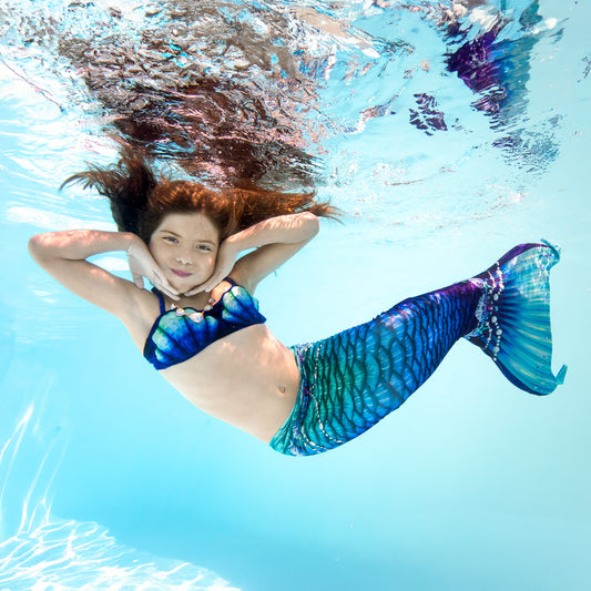 Kids Swimmable Mermaid Tail With Monofin – Choose Black, Blue, Green, Or Pink!