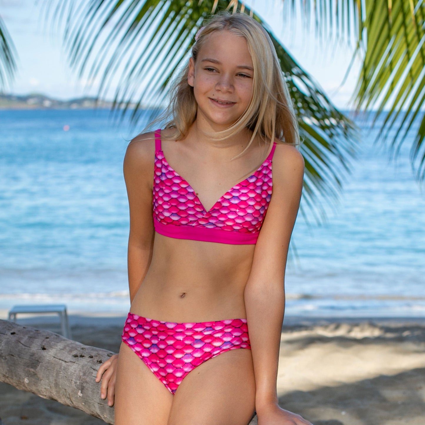 Girls Malibu Pink Reversible Bikini Top & Bottom Set