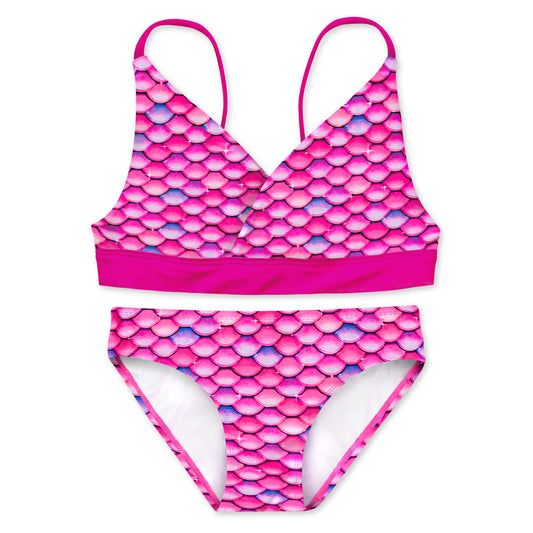 Girls Malibu Pink Reversible Bikini Top & Bottom Set