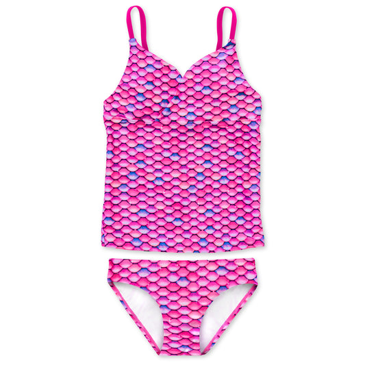 Girls Malibu Pink Tankini Top & Bottom Set