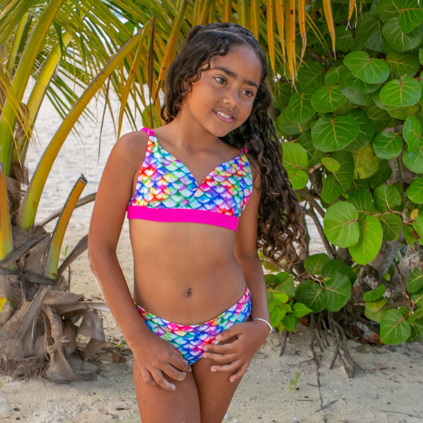 Girls Rainbow Reef Reversible Bikini Top & Bottom Set