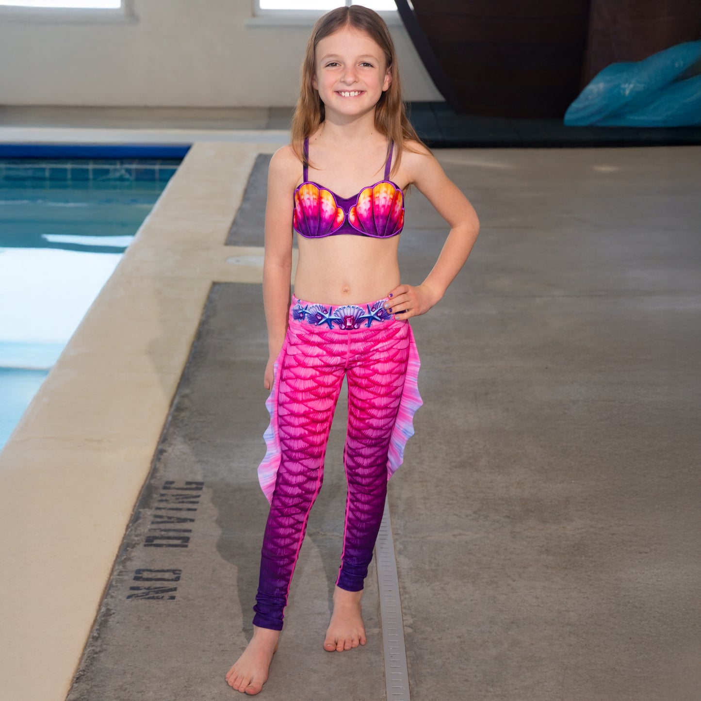 Pink Mermaid Swim Leggings with Monofin