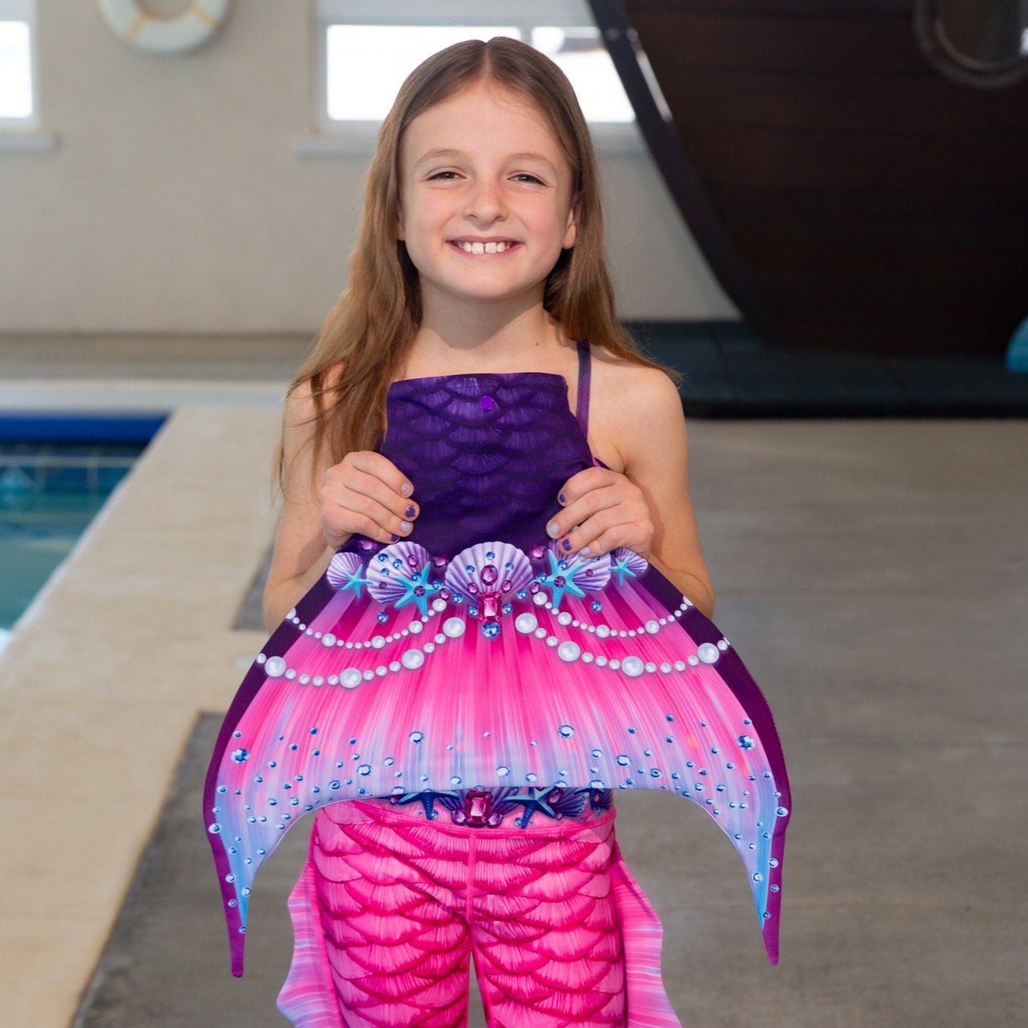 Pink Mermaid Swim Leggings with Monofin