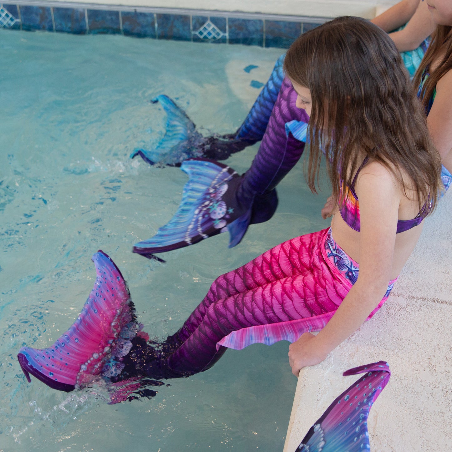 Pink Mermaid Swim Leggings with Monofin