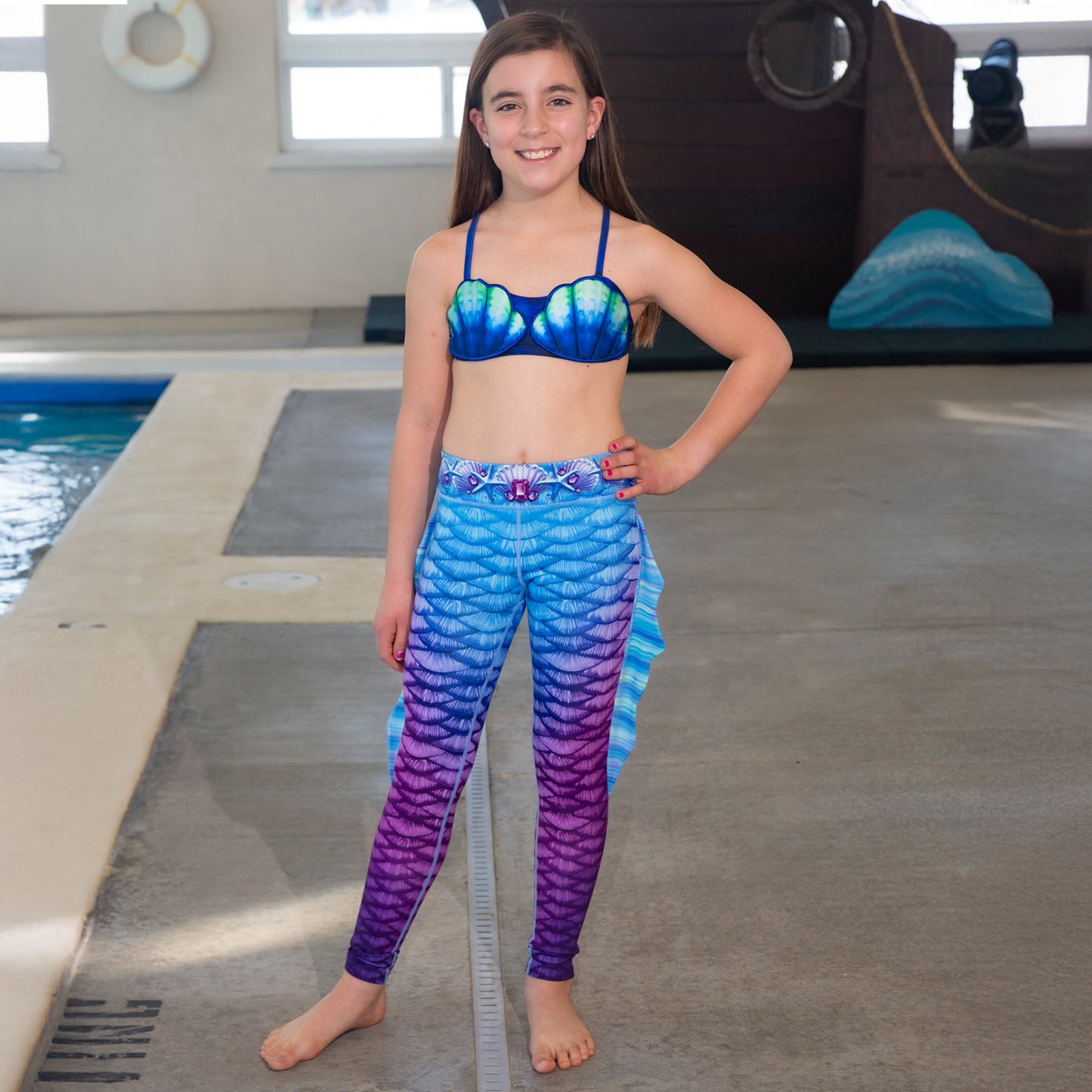 Purple Mermaid Swim Leggings with Monofin