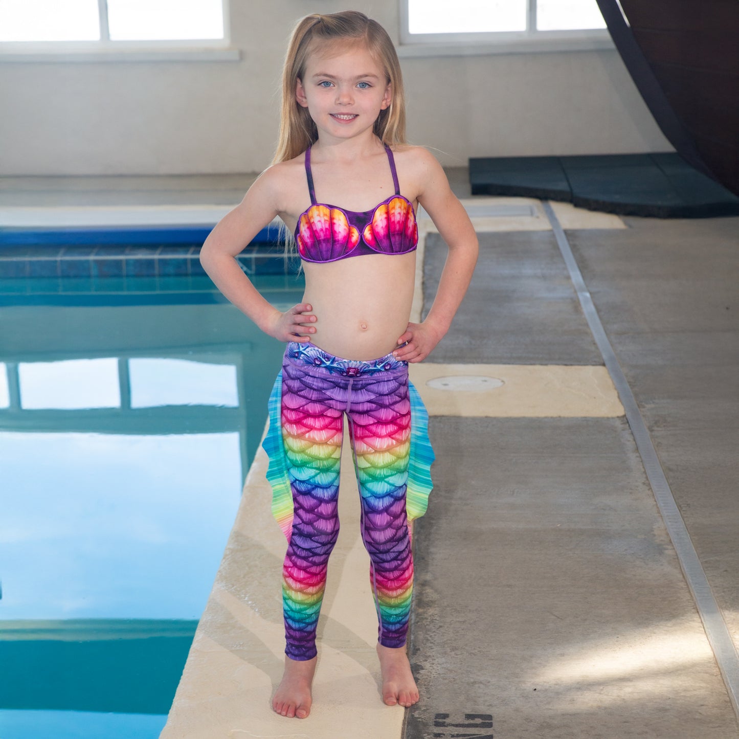 Rainbow Mermaid Swim Leggings with Monofin