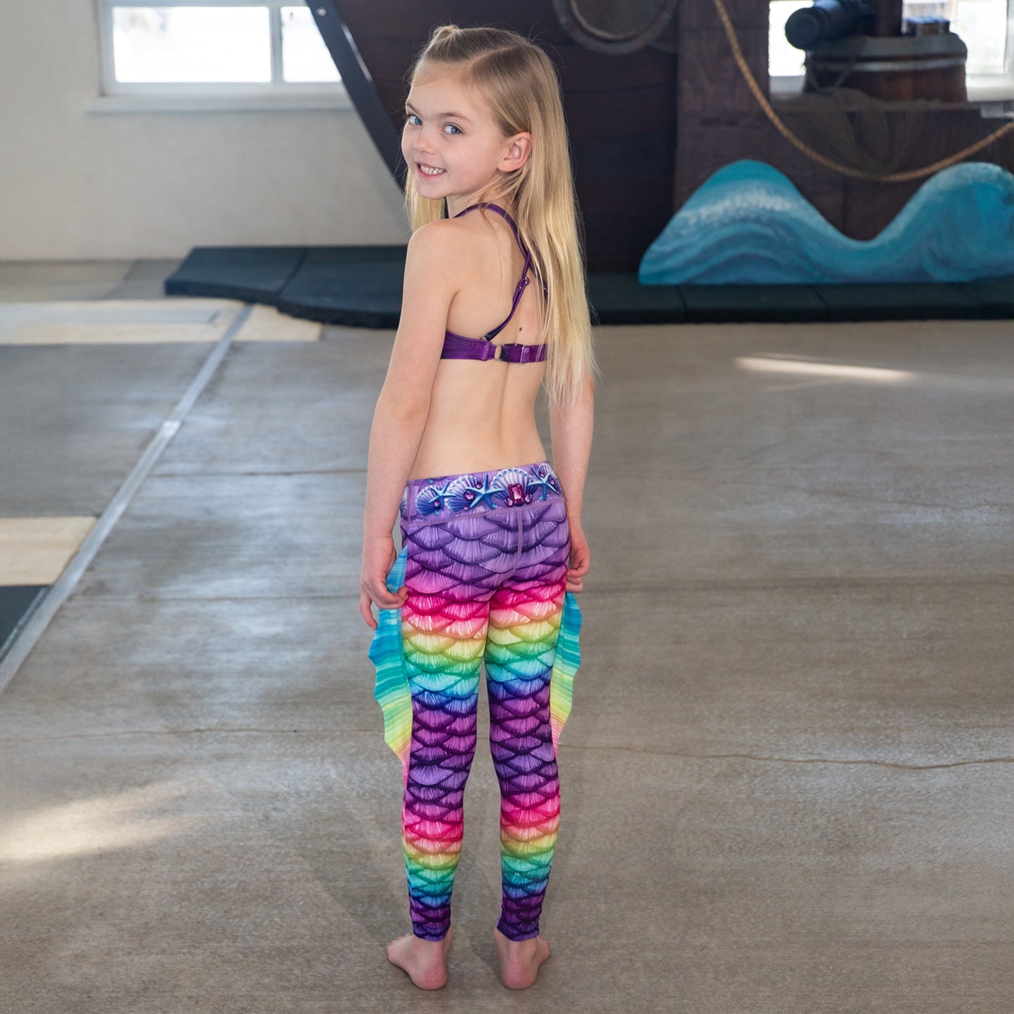 Rainbow Mermaid Swim Leggings with Monofin