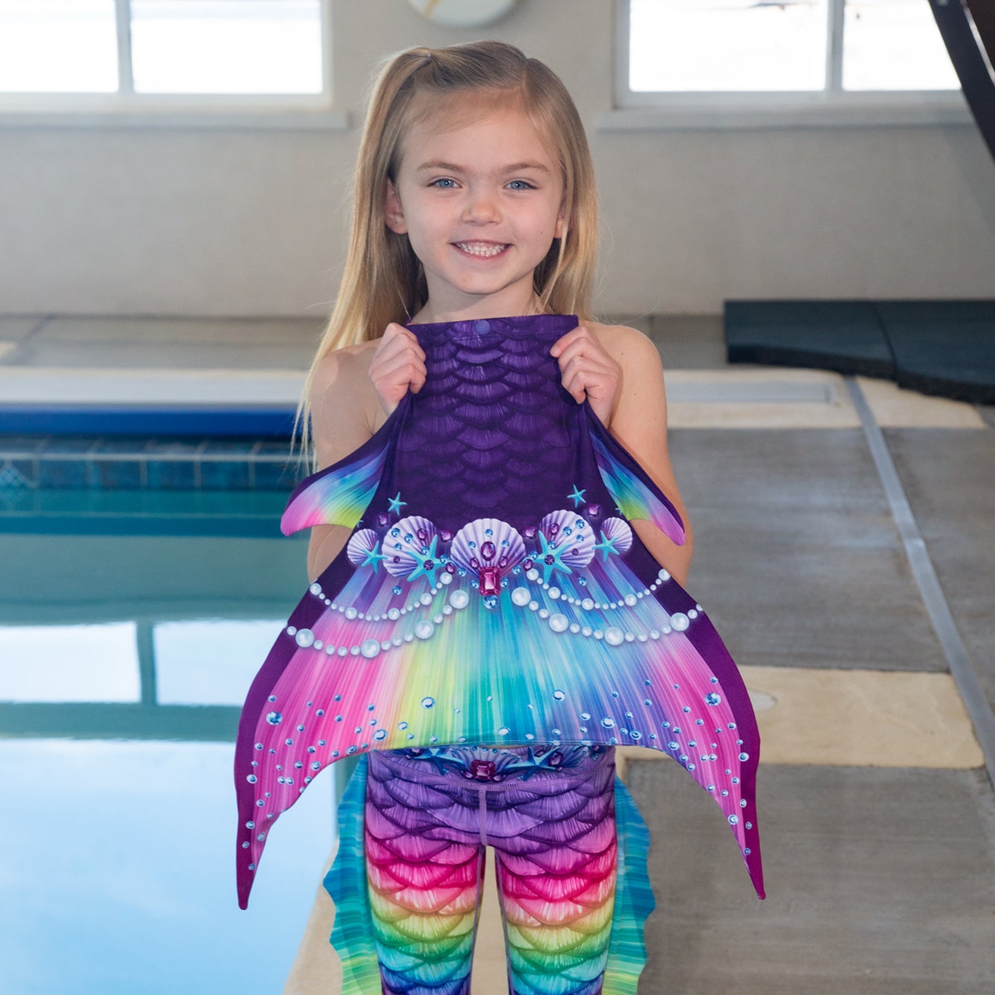Rainbow Mermaid Swim Leggings with Monofin