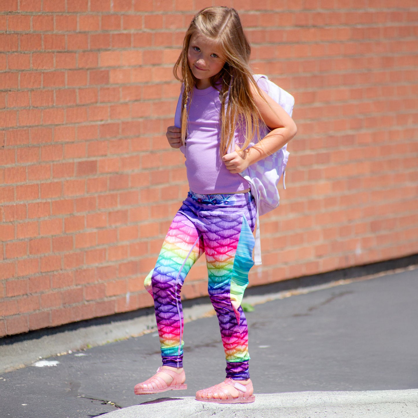 Rainbow Mermaid Swim Leggings with Monofin