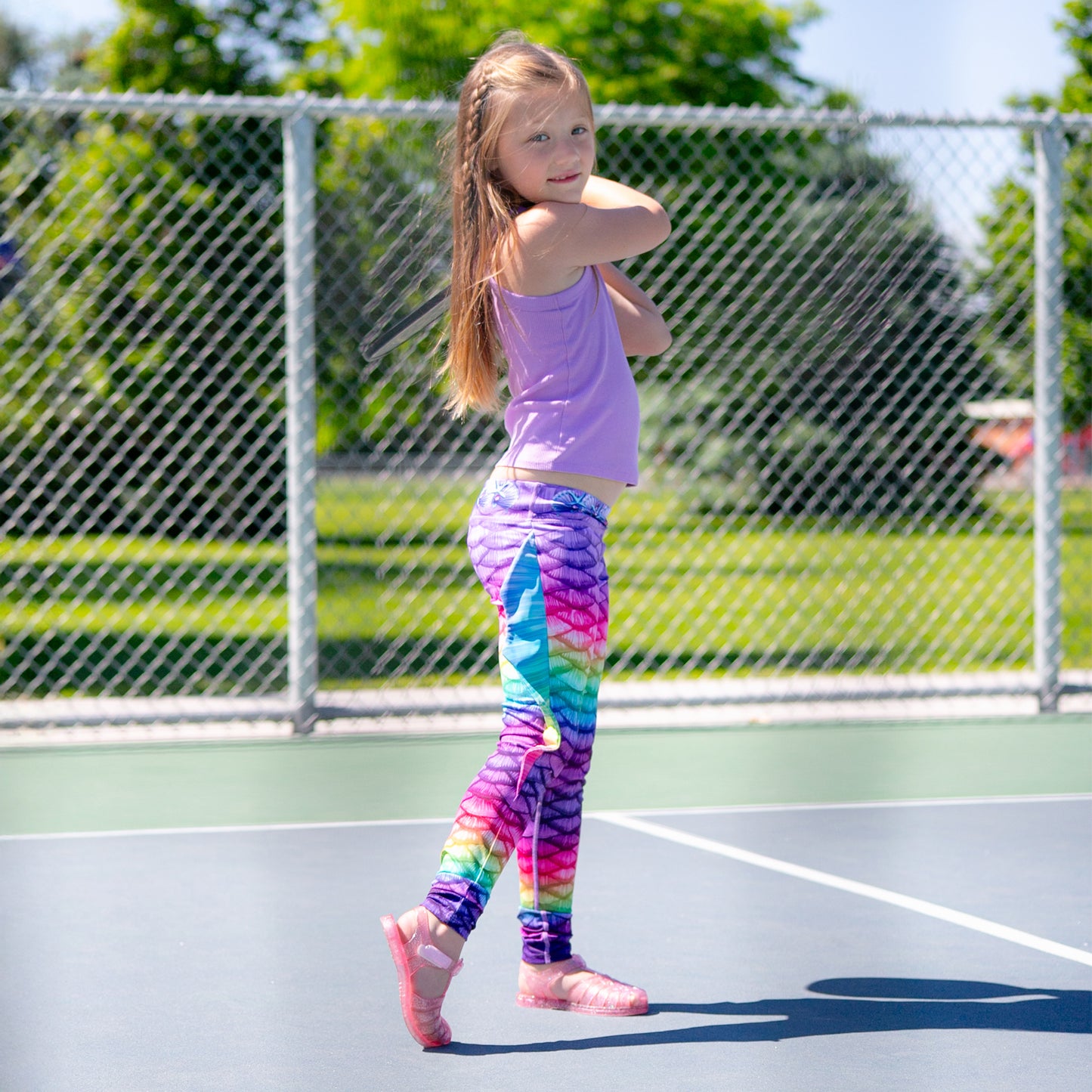 Rainbow Mermaid Swim Leggings with Monofin