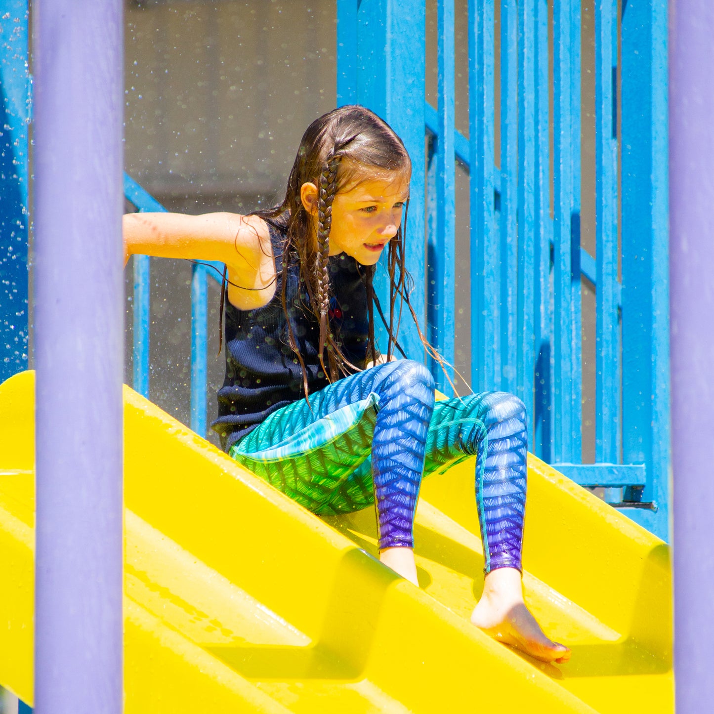 Teal Mermaid Swim Leggings with Monofin