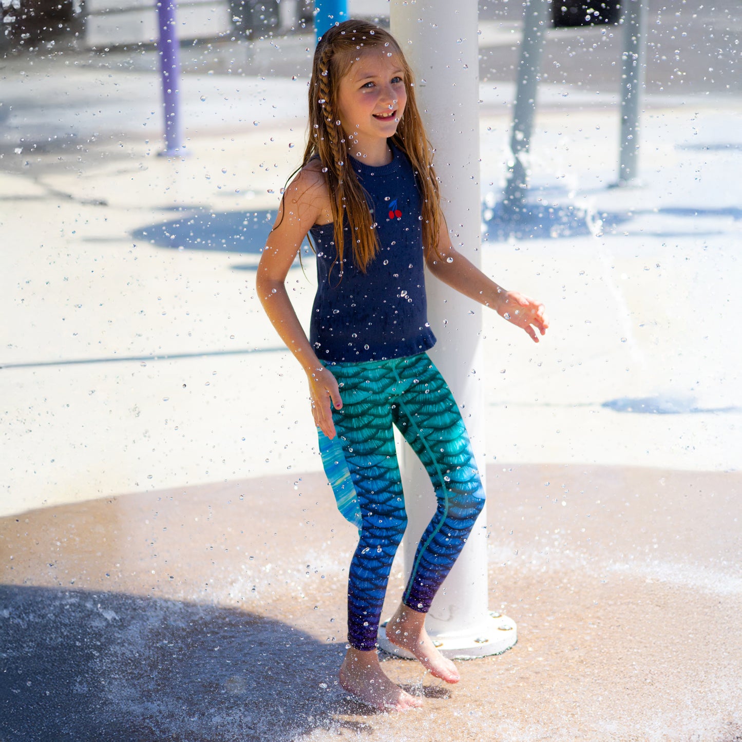 Teal Mermaid Swim Leggings with Monofin