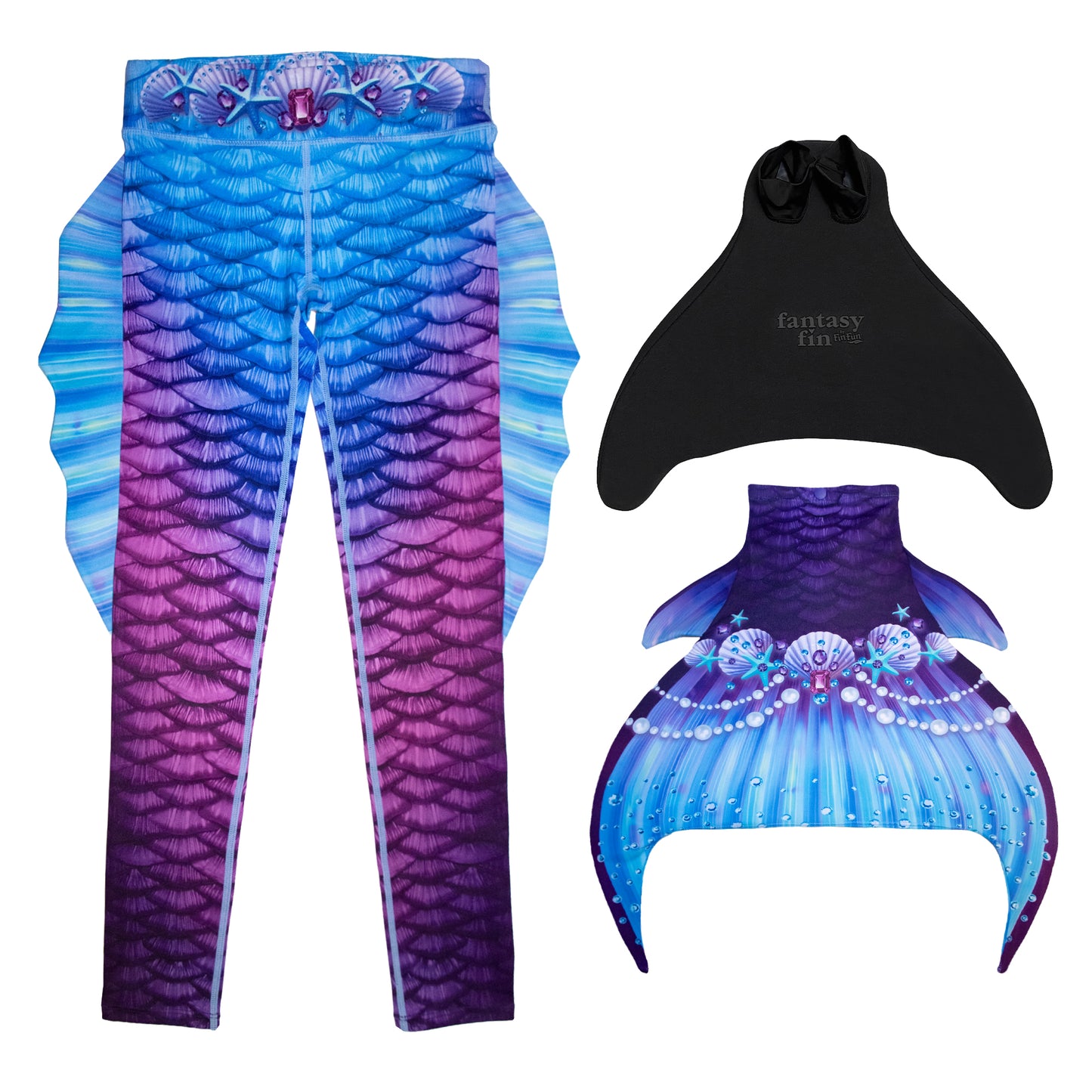 Purple Mermaid Swim Leggings with Monofin