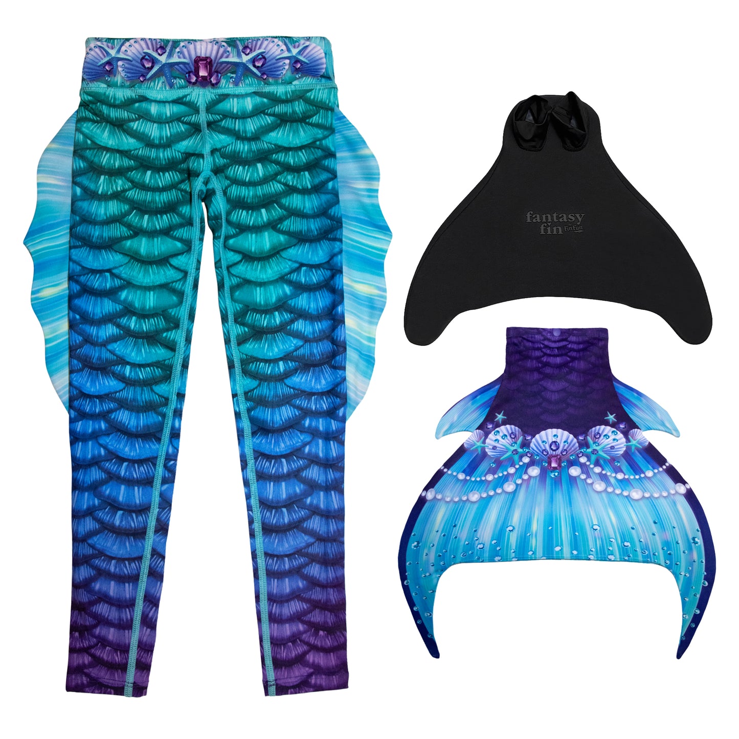 Teal Mermaid Swim Leggings with Monofin