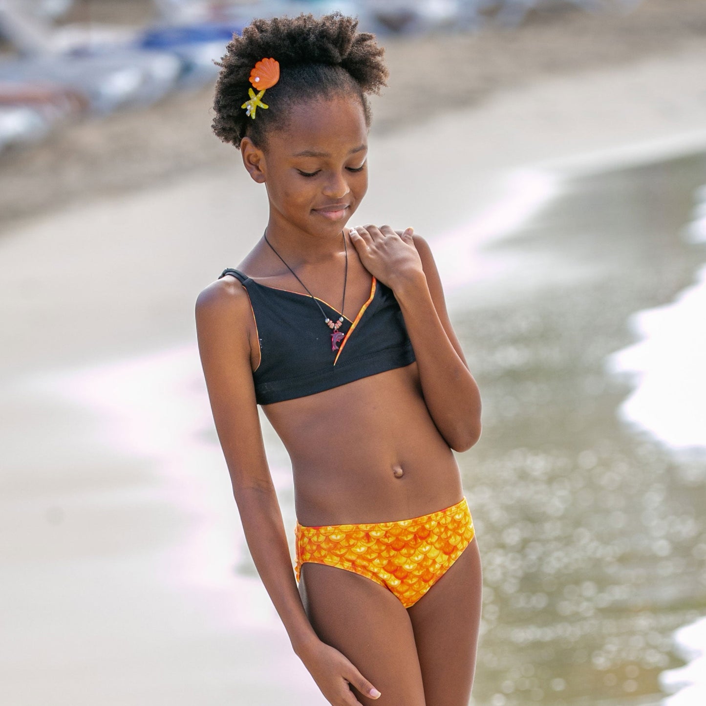 Girls Tropical Sunrise Reversible Bikini Top & Bottom Set