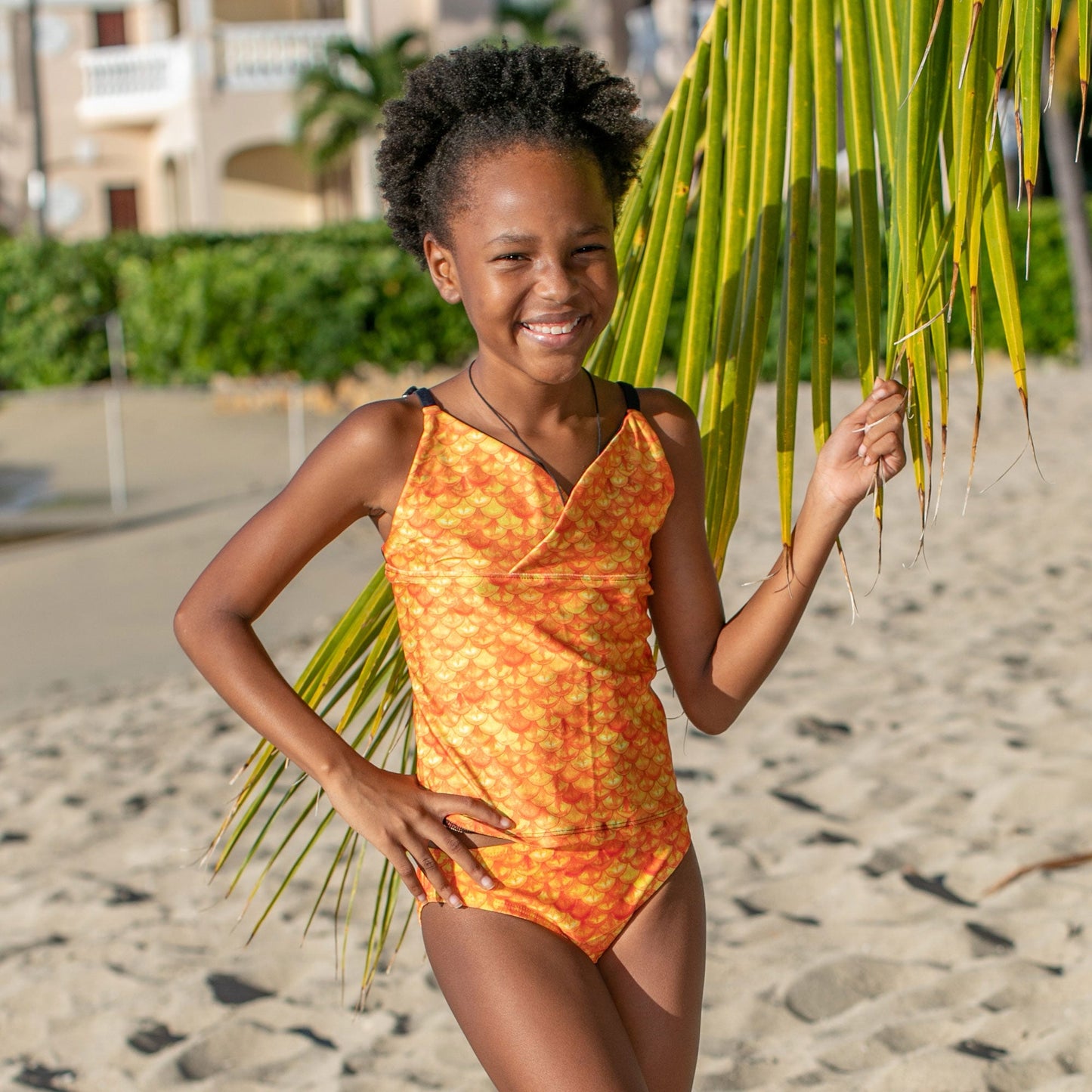 Girls Tropical Sunrise Tankini Top & Bottom Set