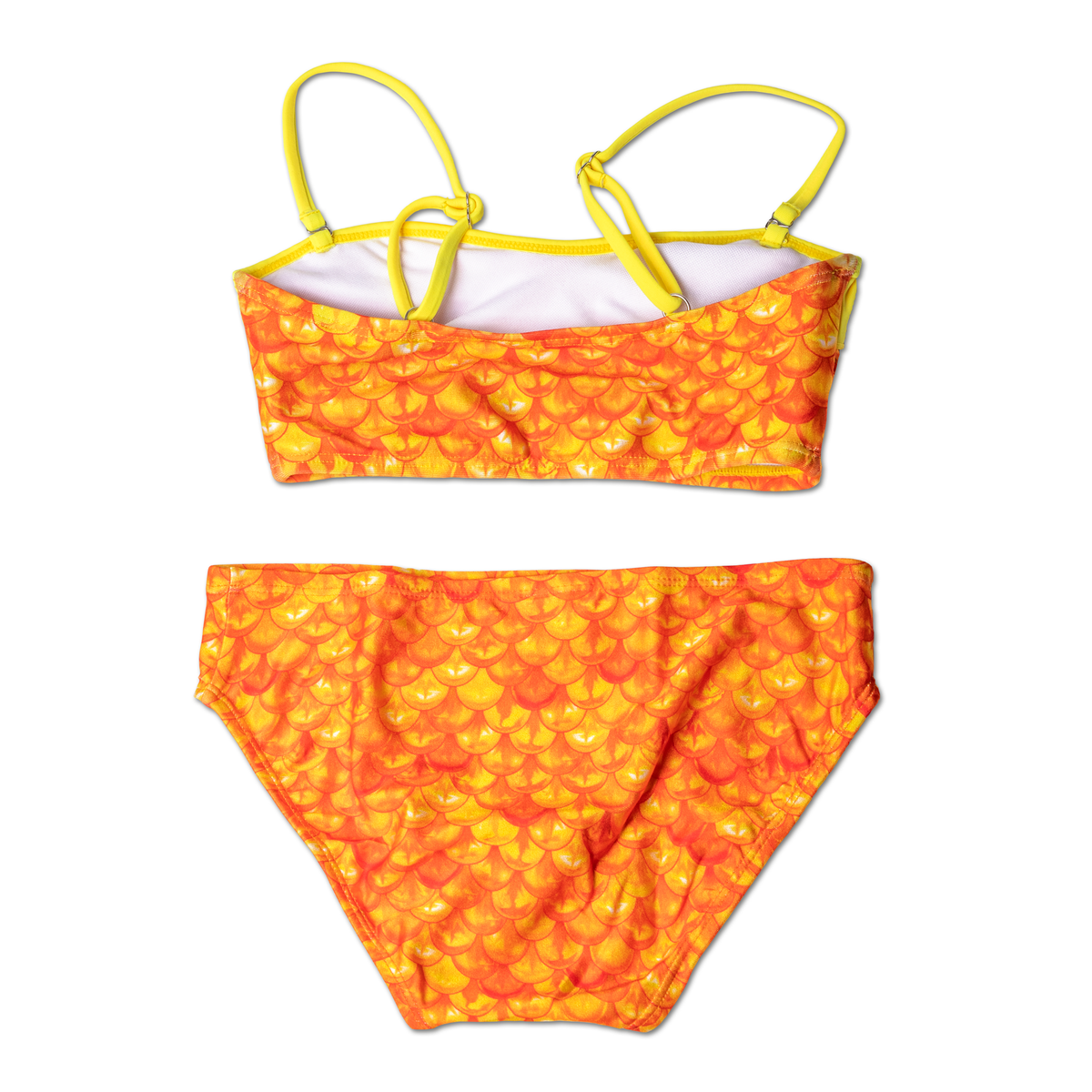 Girls' Tropical Sunrise Bandeau Bikini Top & Bottom Set – Fin Fun Mermaid