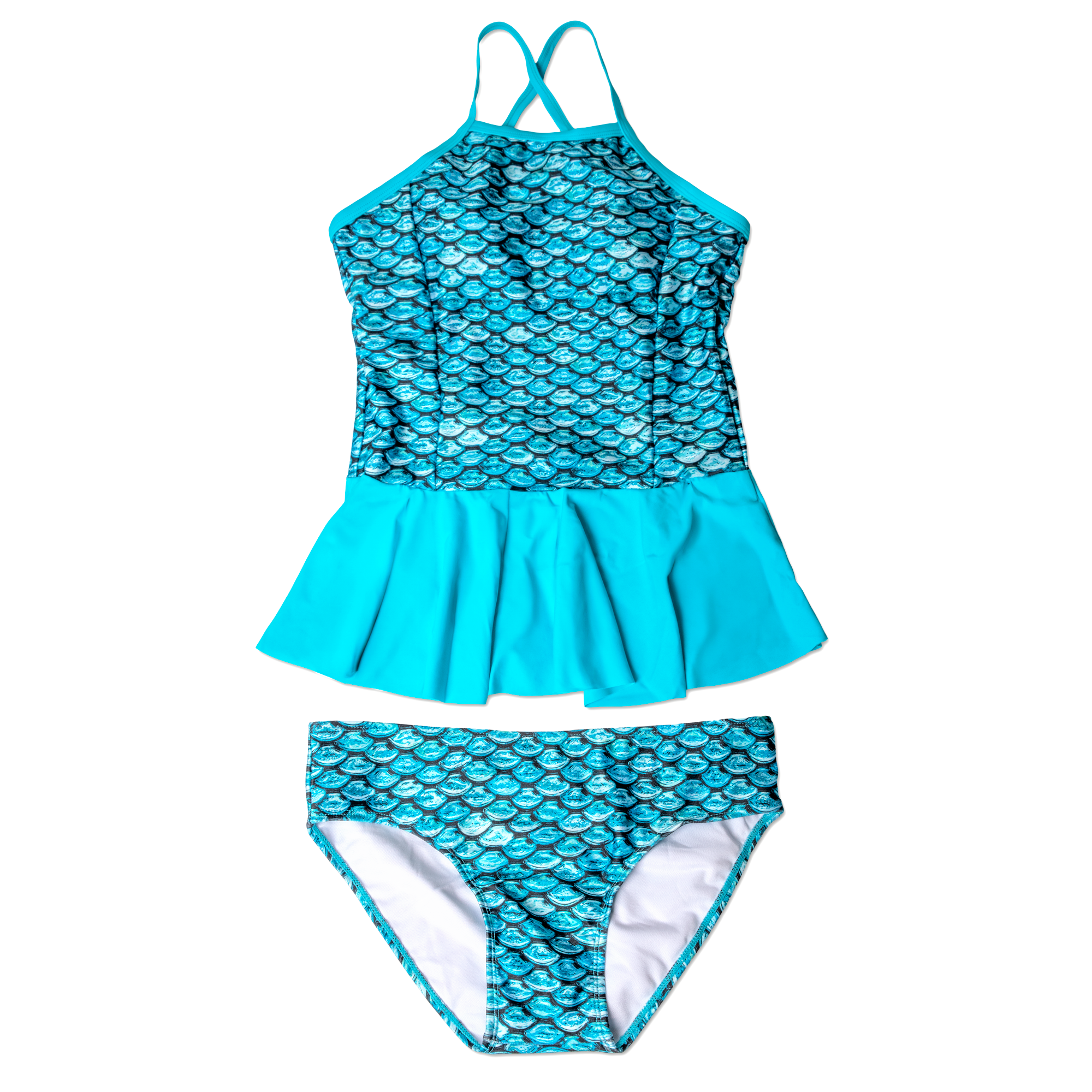 Tankini Small Women's Tidal Teal Peplum Tankini Top & Bottom Set – Fin Fun Mermaid