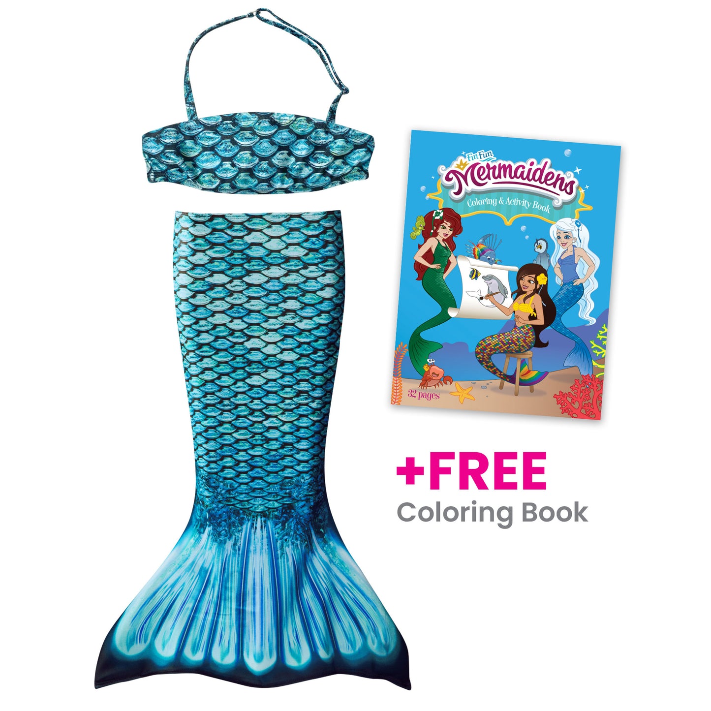 Tidal Teal Toddler Tail and Bikini Top Set