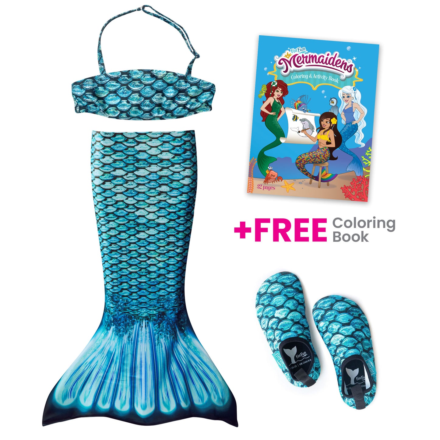 Tidal Teal Toddler Tail and Bikini Top Set