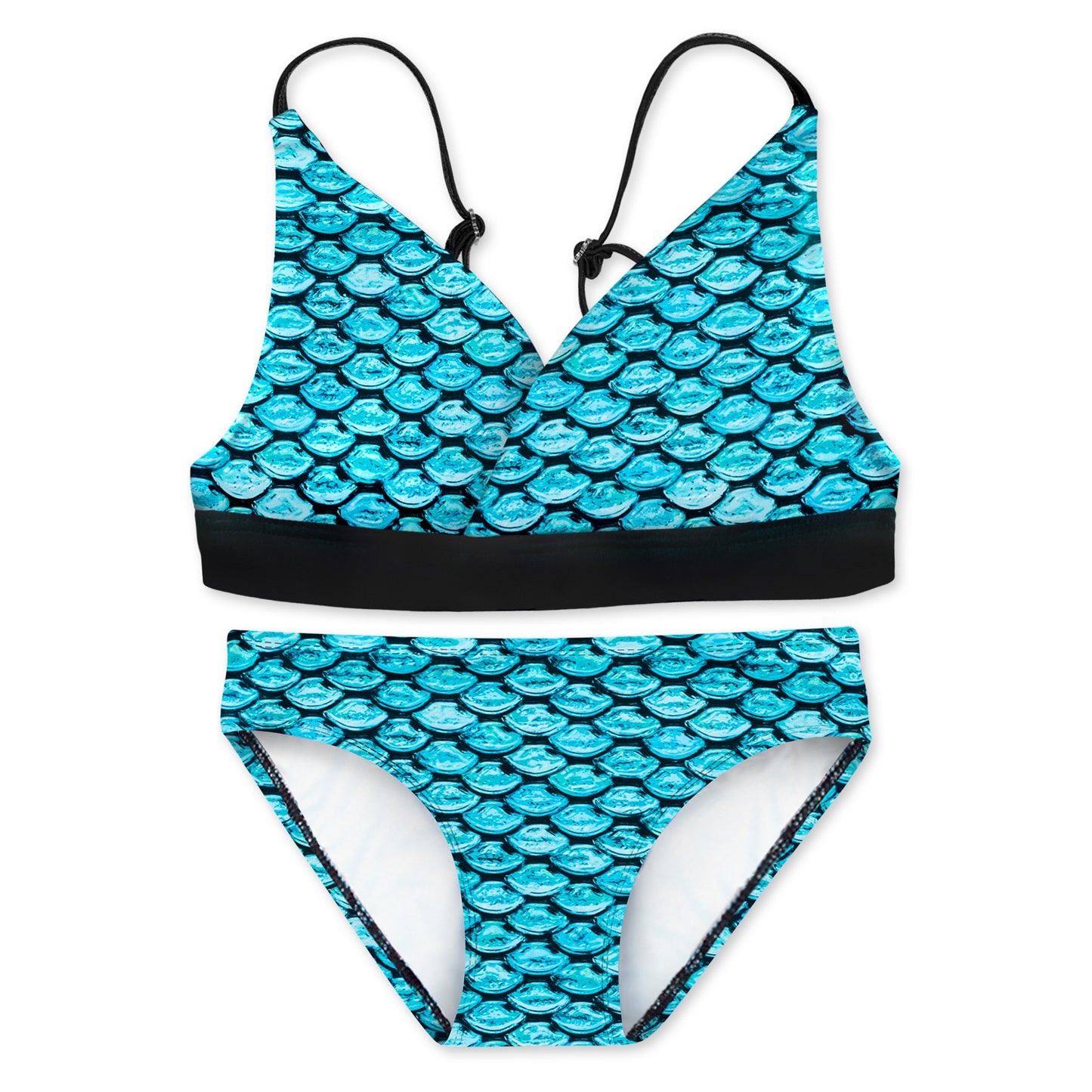 Girls Tidal Teal Reversible Bikini Top & Bottom Set