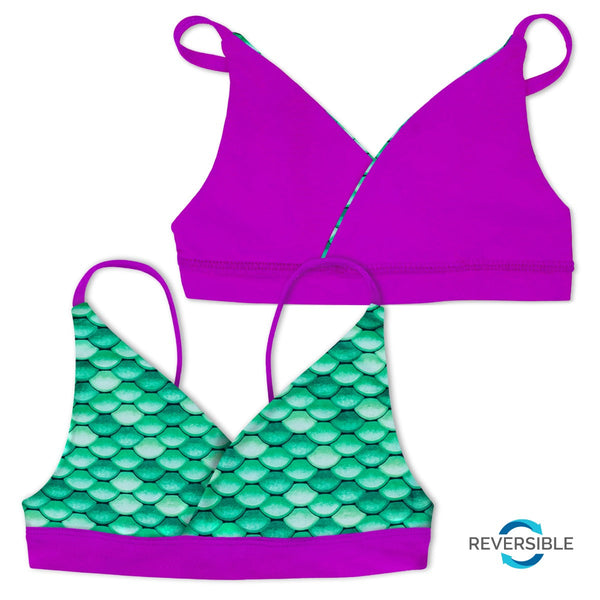 Girls' Celtic Green Reversible Bikini Top & Bottom Set – Fin Fun Mermaid