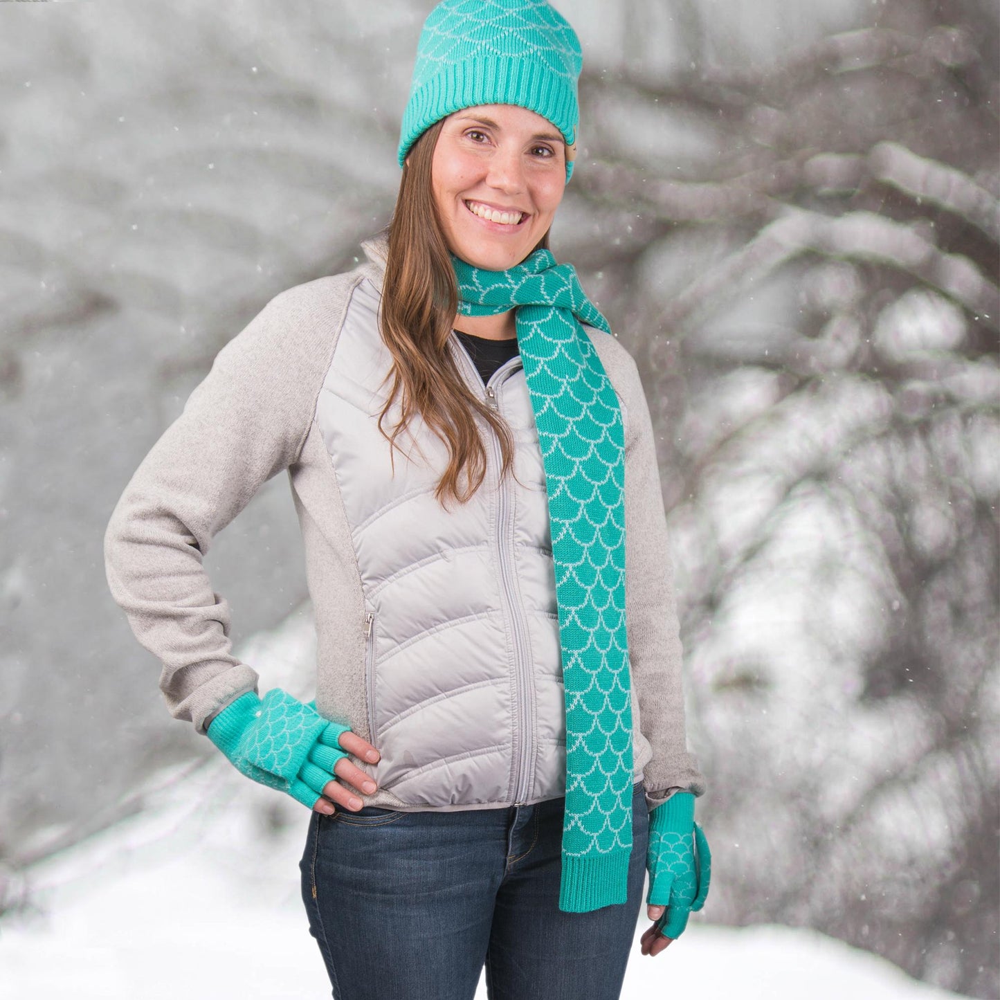 Mermaid Hat, Mitten, & Scarf Set