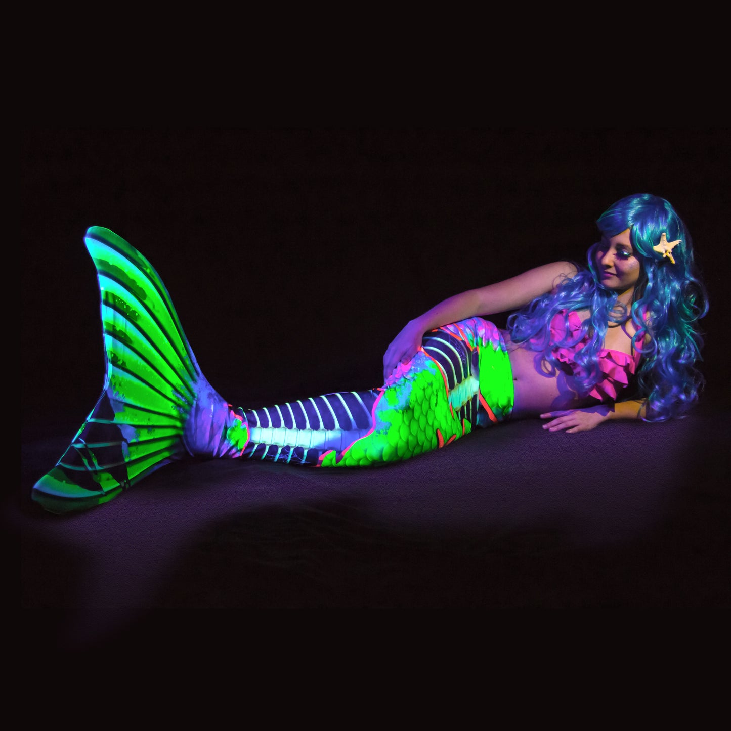 Neon Skeletail Halloween Mermaid Tail