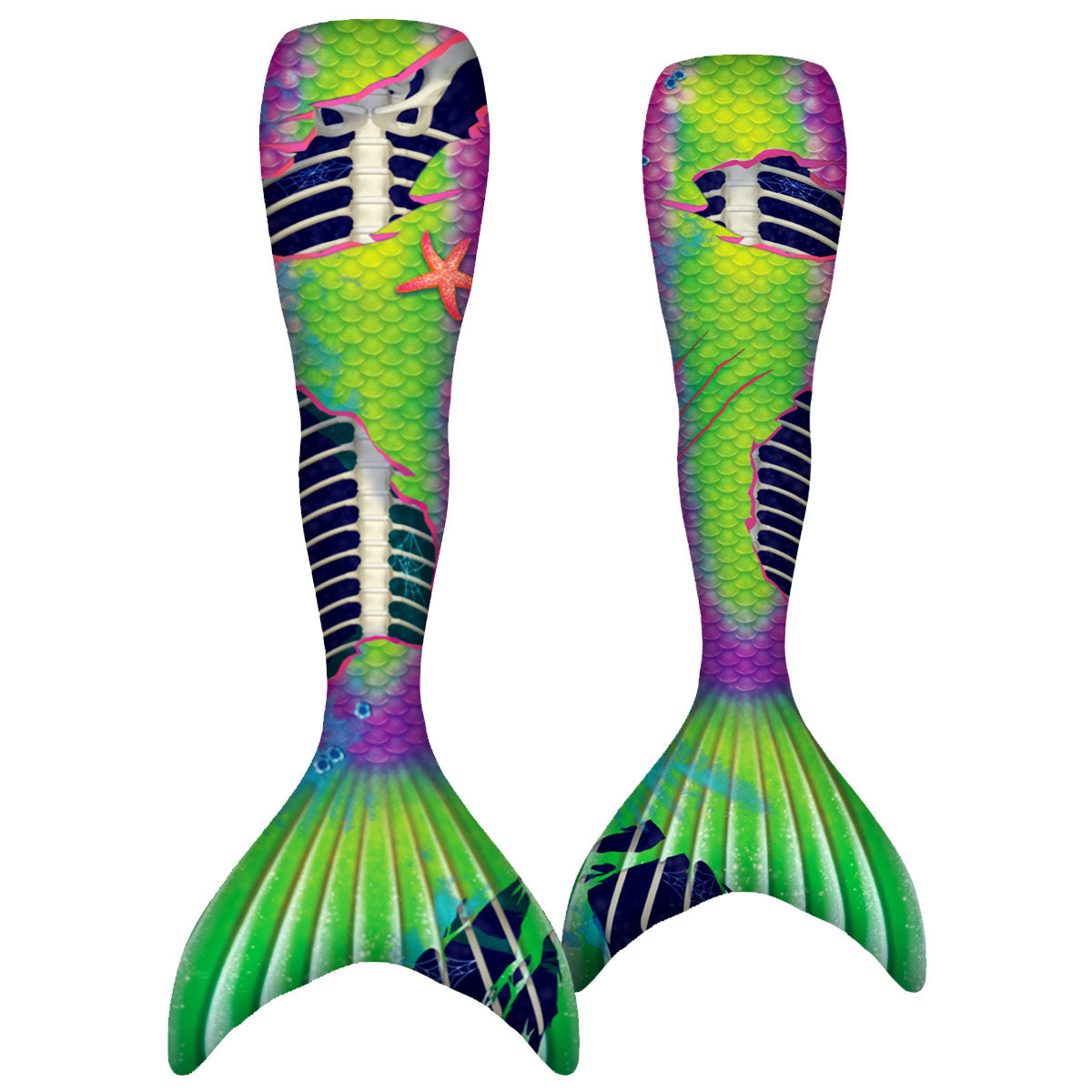 Neon Skeletail Halloween Mermaid Tail