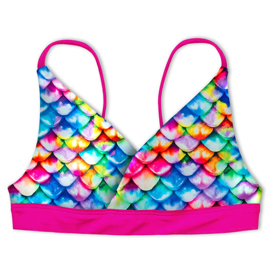 Top de bikini reversible para niñas Rainbow Reef
