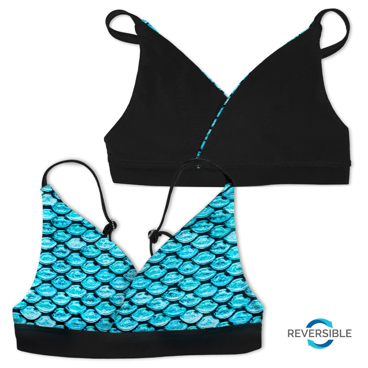 Girls Tidal Teal Reversible Bikini Top & Bottom Set