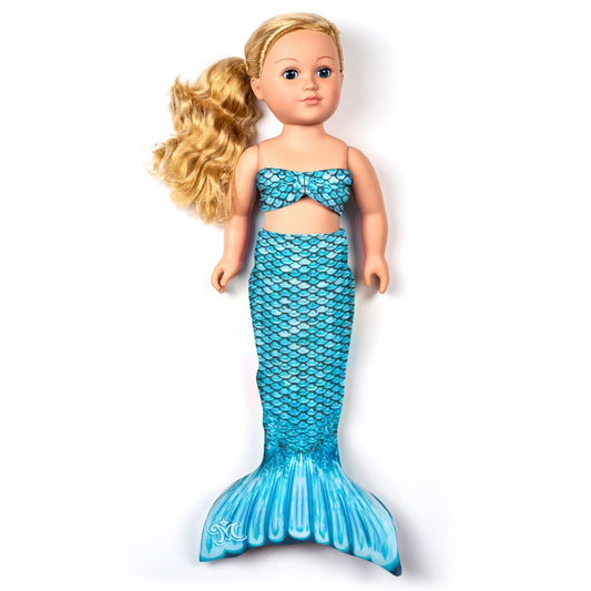 Tidal Teal Doll Tail and Top - 18 inch